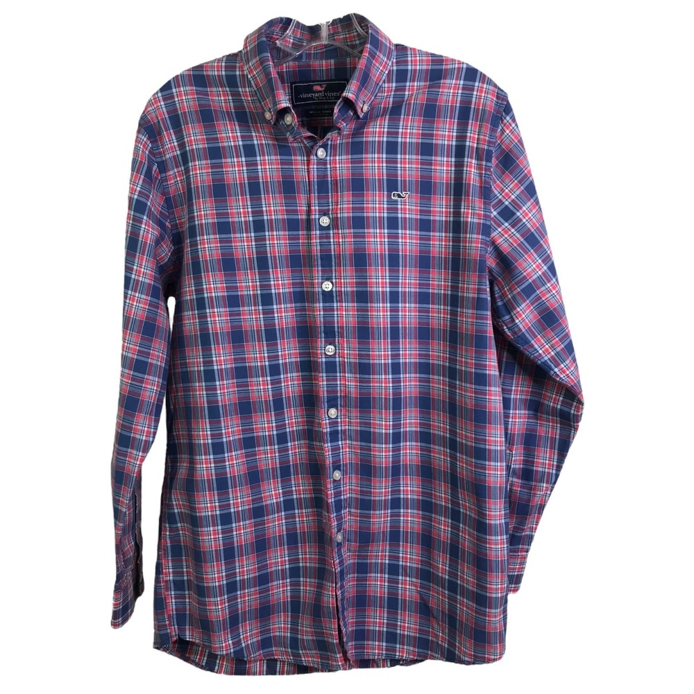 Vineyard Vines By Shep & Ian Boy's Whale Shirt Multicolored Check Plaid‎ Sz XL
